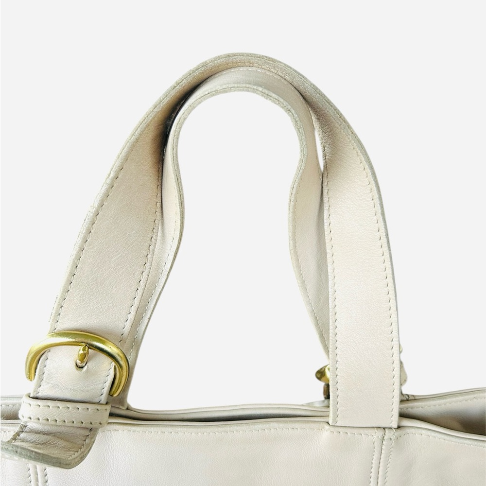 Vintage Coach Cream Leather Tote Bag - Picture 5 of 16